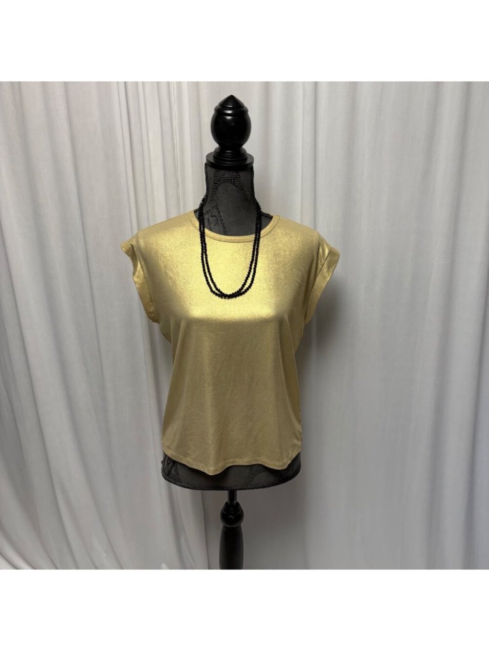 Rebecca Minkoff Top Womens Medium Shimmery Gold Sleeveless Stretch Festive Chic